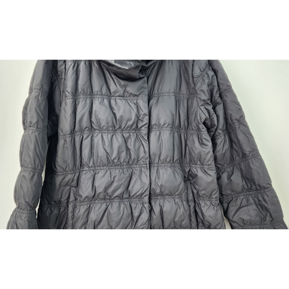 Eileen Fisher Goose Down Black Puffer Coat Small Oversized - Picture 6 of 14